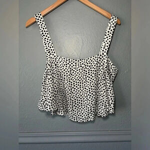 XIX Palms Honolulu Flowy Cropped Tank Black White Speckled Rayon Size 2